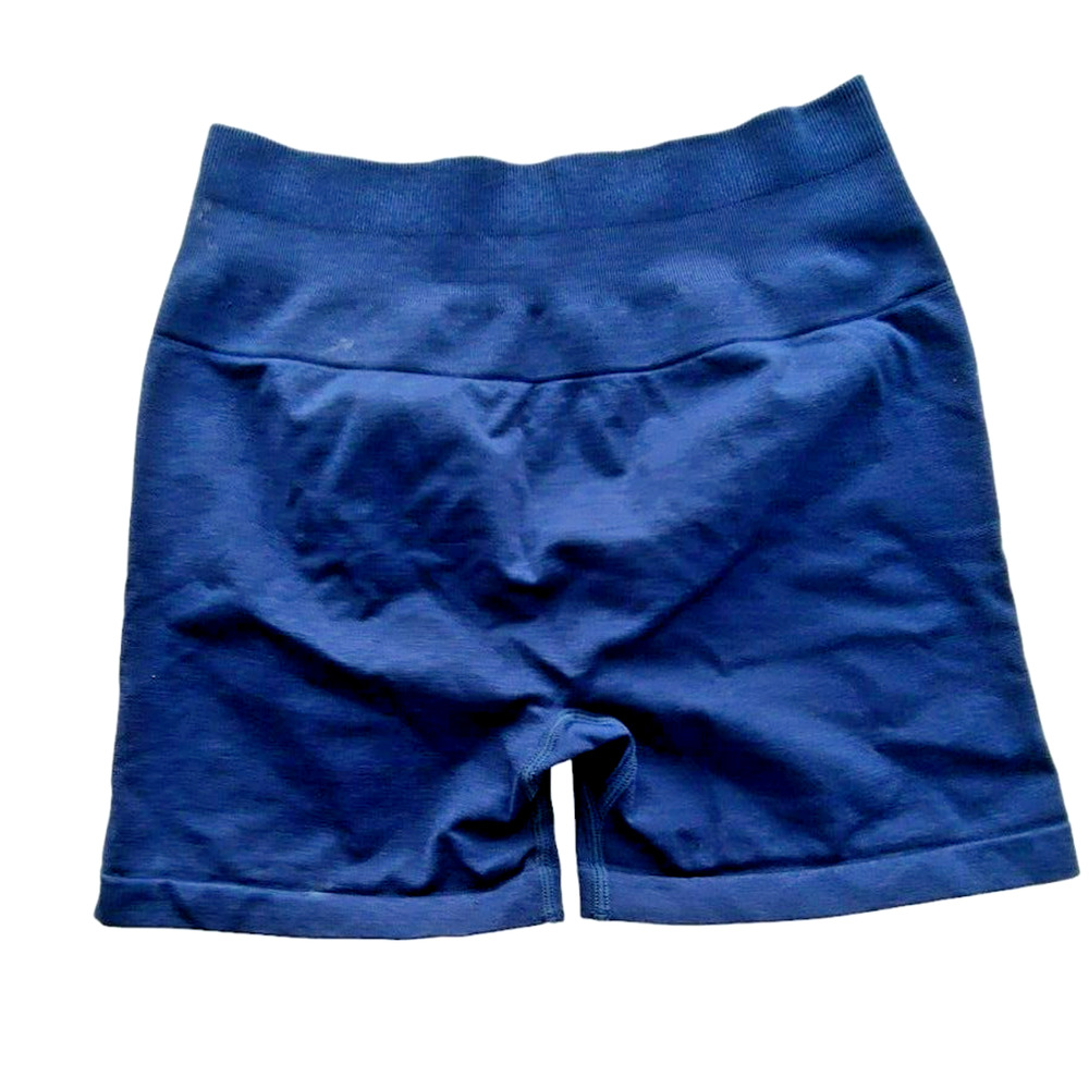 Celer Womens Blue Seamless Scrunch Butt High Waist Workout Gym Shorts Size M